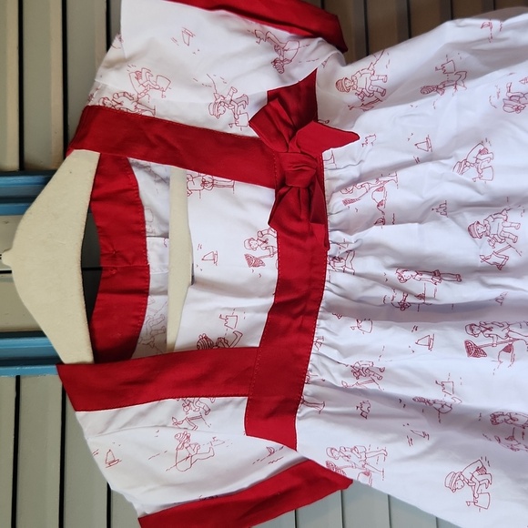 Jacadi Paris White & Red Trim Dress with Bloomers - Picture 3 of 13